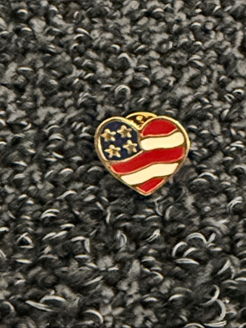 Avon Heart-Shaped American Flag Enamel Pin - Red, White & Blue